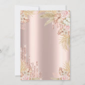 Glitzer Tropfen, Pampas Gras Blume Süß 16 Einladung (Rückseite)