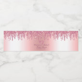 Glitzer Tropfen Pink Baby Feet Babydusche Wasserflaschenetikett (Einzelnes Label)