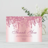 Glitzer Tropfen Pink Baby Feet Danke Karte (Stehend Vorderseite)