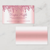 Glitzer Tropfen Pink Babydusche Windelwanne Raffel Begleitkarte (Vorne/Hinten)