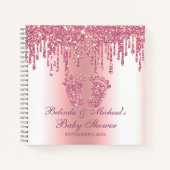Glitzer Tropfen Pink Feet Baby Showbook Notizblock (Vorderseite)