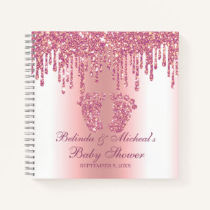 Glitzer Tropfen Pink Feet Baby Showbook Notizblock