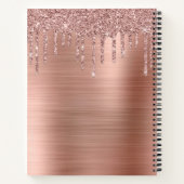 Glitzer-Tropfen Pinselmetall-Rose-Gold-Monogramm Notizblock (Rückseite)