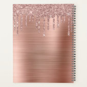Glitzer-Tropfen Pinselmetall-Rose-Gold-Monogramm Planer (Rückseite)