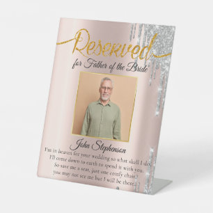 Glitzer-Tropfen Rettete ein Foto für Hochzeiten Sockelschild