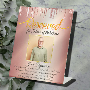 Glitzer-Tropfen Rettete ein Foto für Hochzeiten Sockelschild