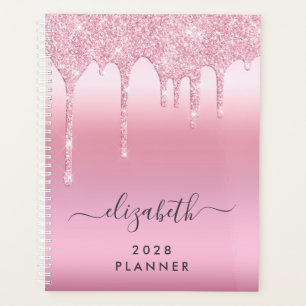 Glitzer Tropfen Rosa Personalisiert Planer