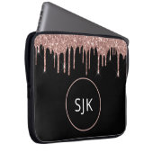 Glitzer Tropfen Rosa Rose Gold Monogramm Laptopschutzhülle (Vorne Rechts)