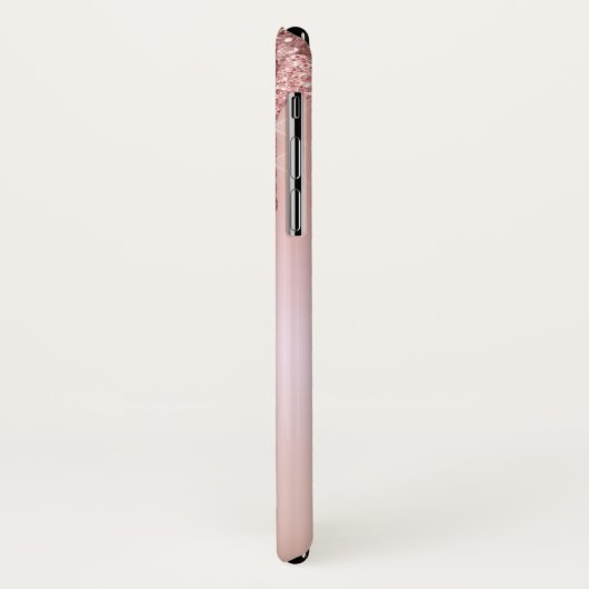 Glitzer Tropfen Rose Blush Pink Black Script Name Case-Mate iPhone Hülle (Hinten/Links)