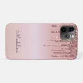 Glitzer Tropfen Rose Blush Pink Black Script Name Case-Mate iPhone Hülle (Rückseite (Horizontal))