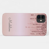 Glitzer Tropfen Rose Blush Pink Black Script Name Case-Mate iPhone Hülle (Rückseite (Horizontal))