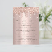 Glitzer Tropfen Rose Confetti Bridal Sweet 16. Einladung (Stehend Vorderseite)