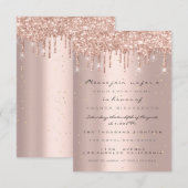 Glitzer Tropfen Rose Confetti Bridal Sweet 16. Einladung (Vorne/Hinten)