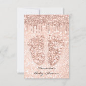Glitzer Tropfen Rose Gold Baby Dusche Fußnote Einladung (Rückseite)
