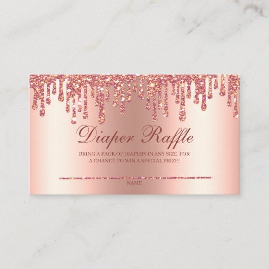 Glitzer Tropfen Rose Gold Baby Dusche Windeln Wind Begleitkarte (Vorderseite)