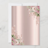 Glitzer Tropfen Rose Gold Blume 50. Geburtstag Einladung (Rückseite)