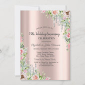 Glitzer Tropfen Rose Gold Blumenzwiebeln Einladung (Vorderseite)