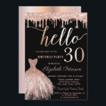 Glitzer Tropfen Rose Gold Dress 30. Geburtstag Par Einladung<br><div class="desc">Elegante Rose Gold Glitzer Tropfen,  und Kleidung auf schwarzem Hintergrund.</div>