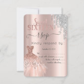 Glitzer Tropfen Rose Gold Dress Sweet 16 UAWG Einladung (Vorderseite)