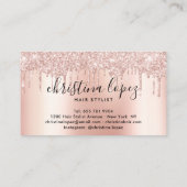 Glitzer Tropfen Rose Gold Metallhaarstylle Visitenkarte (Rückseite)