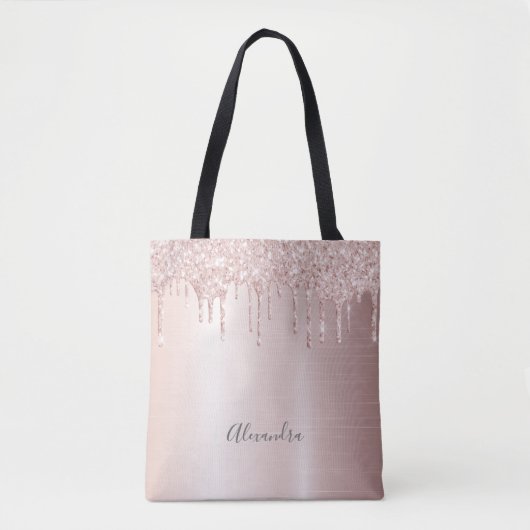 Glitzer Tropfen Rose Gold ombre Name mädchenhaft Tasche (Vorderseite)