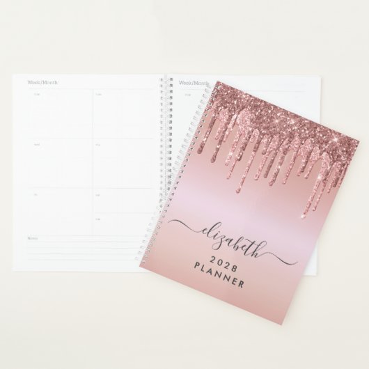 Glitzer Tropfen Rose Gold Personalisiert Planer (Anzeige)