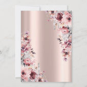 Glitzer Tropfen Rose Gold Pink Flora 90. Geburtsta Einladung (Rückseite)