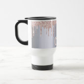 Glitzer Tropfen Rose Gold silber Metallic Monogram Reisebecher (Links)