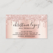 Glitzer Tropfen Rose goldgelbe, elegante Nails Visitenkarte (Rückseite)