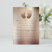 Glitzer Tropfen Rose Kinderdusche Kinderfuß Einladung (Stehend Vorderseite)