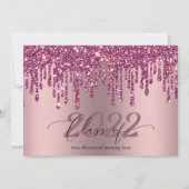 Glitzer Tropfen Rose Rosa Abschluss Foto Einladung (Rückseite)