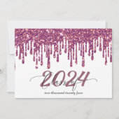 Glitzer Tropfen Rose Rosa Abschluss Foto Einladung (Rückseite)