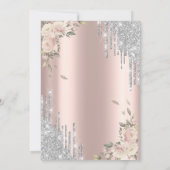Glitzer Tropfen, Rose, Rose Gold Hochzeit Jahresta Einladung (Rückseite)