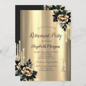 Glitzer-Tropfen, Schwarze Rose Gold-Rente Einladung (Vorne/Hinten)