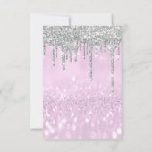 Glitzer Tropfen Silver Lila Bridal Sweet 16. Einladung (Rückseite)
