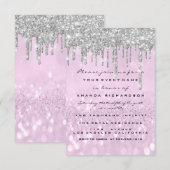 Glitzer Tropfen Silver Lila Bridal Sweet 16. Einladung (Vorne/Hinten)