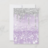 Glitzer Tropfen Silver Lila Bridal Sweet 16. Einladung (Rückseite)