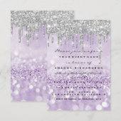 Glitzer Tropfen Silver Lila Bridal Sweet 16. Einladung (Vorne/Hinten)