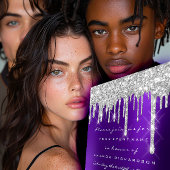 Glitzer Tropfen Silver Lila Bridal Sweet 16. Einladung