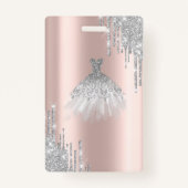 Glitzer Tropfen, Siolver Dress Rose Gold Sweet 16 Ausweis (Rückseite)