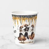 Glitzer Tropfen tanzen Skelett Halloween-Party Pappbecher (Rückseite)