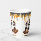 Glitzer Tropfen tanzen Skelett Halloween-Party Pappbecher (Rechts)