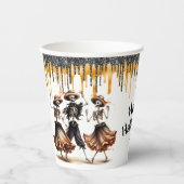 Glitzer Tropfen tanzen Skelett Halloween-Party Pappbecher (Vorderseite)