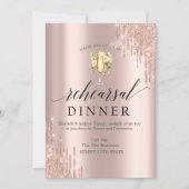 Glitzer Tropfen Wine Glass Blume Probe Abendessen Einladung (Vorderseite)