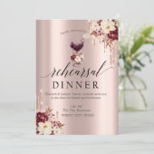 Glitzer Tropfen Wine Glass Rose Probe Abendessen Einladung (Stehend Vorderseite)