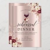 Glitzer Tropfen Wine Glass Rose Probe Abendessen Einladung (Vorne/Hinten)