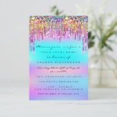 Glitzer Tropfens Brautparty Sweet 16. Holograph Einladung (Stehend Vorderseite)