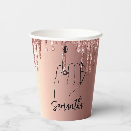 Glitzer Tropfens Bridal | JUNGGESELINNEN-ABSCHIED Pappbecher (Rückseite)