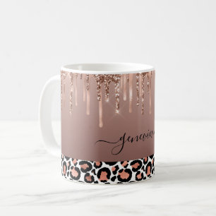 Glitzer Tropfens Leopard Rose Gold Girly Kaffeetasse