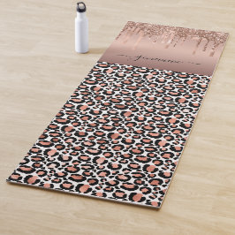 Glitzer Tropfens Leopard Rose Gold Girly Yogamatte